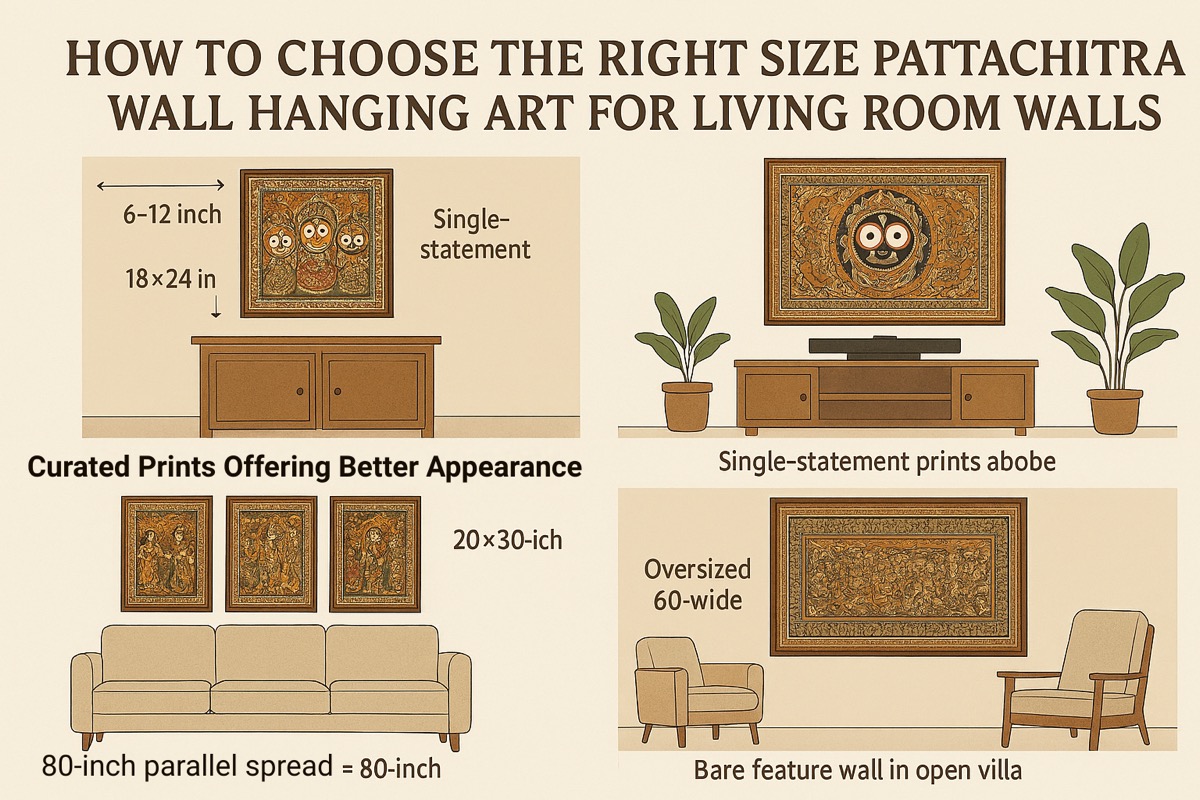 Find out the Right Size Pattachitra Wall Hanging Art for Living Room Walls - Abriella Paintings