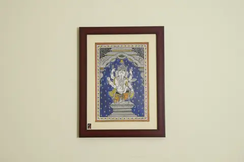 The Vighnaharta Pattachitra Painting on Tassar Silk