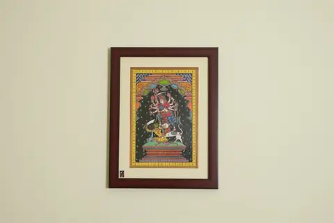 The Durga Mahishasura Mardini Pattachitra Painting on Tassar Silk