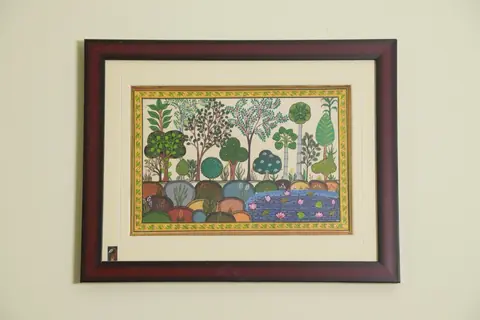 The Blooming Forest Pattachitra on Tassar Silk
