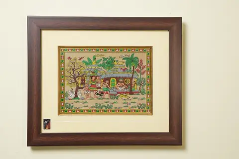 The Tribal Homestead Tribal Painting on Talapatra