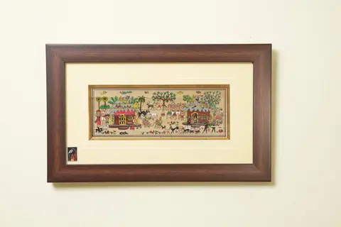 The Festival Scene Tribal Painting on Talapatra