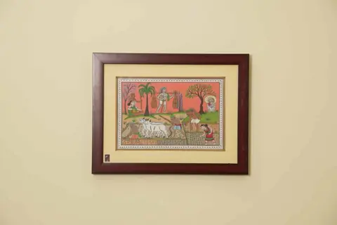 The Harvest Field Tribal Painting on Tassar Silk