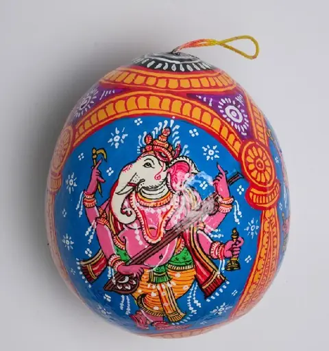 The Musical Ganesha Painted Coconut