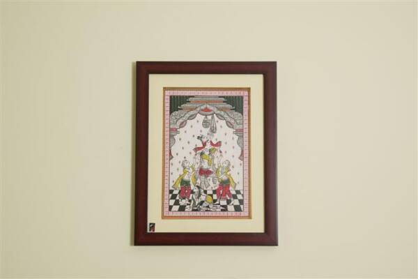 The Dahi Handi Pattachitra Painting on Tassar Silk