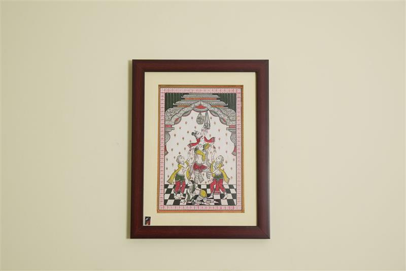 The Dahi Handi Pattachitra Painting on Tassar Silk
