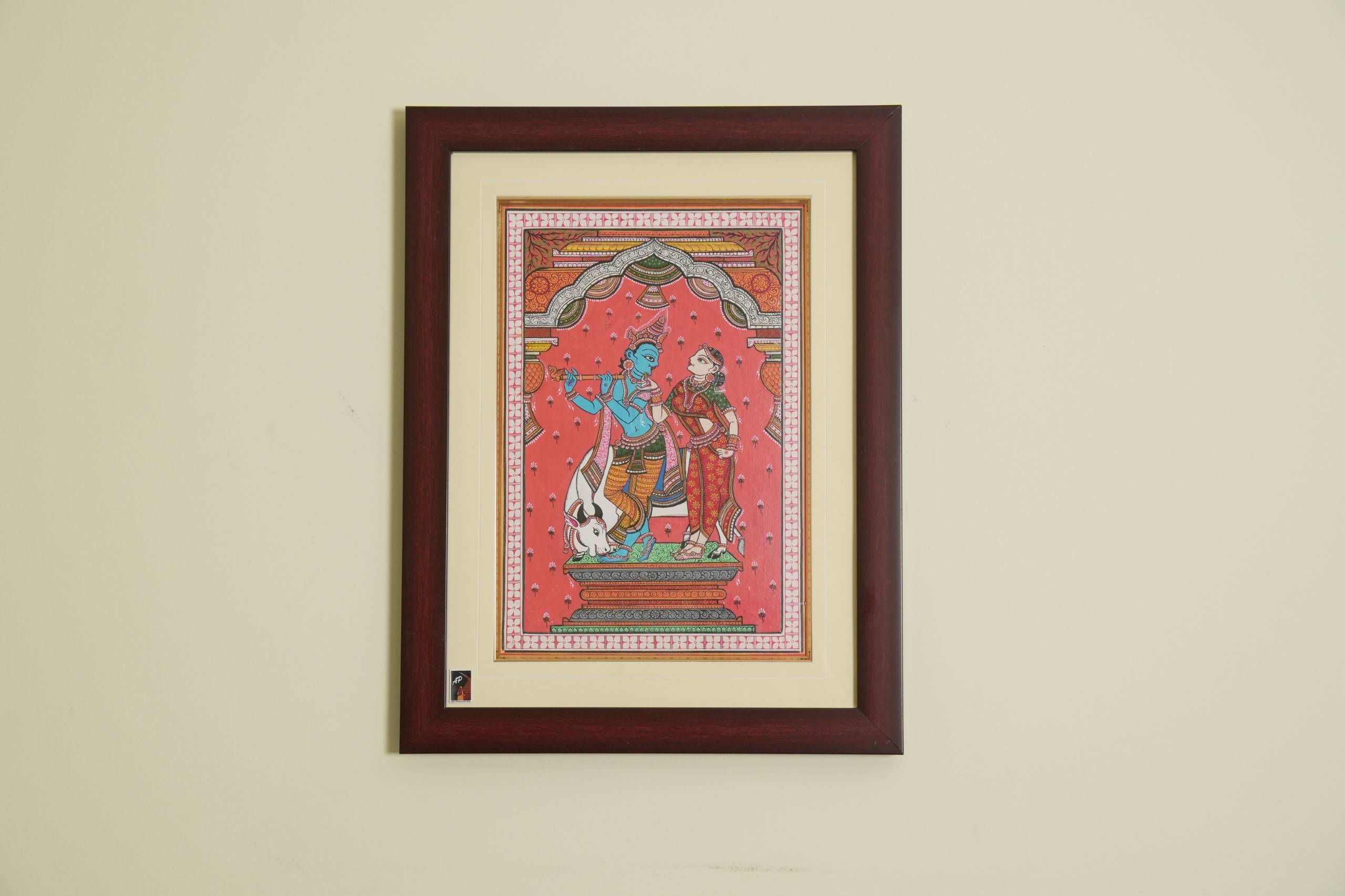 The Krishna-Radha Pattachitra Painting on Tassar Silk
