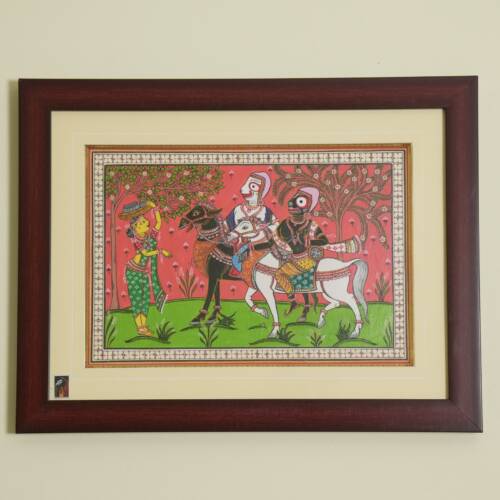The Horseback Jagannath Pattachitra Painting on Tassar Silk