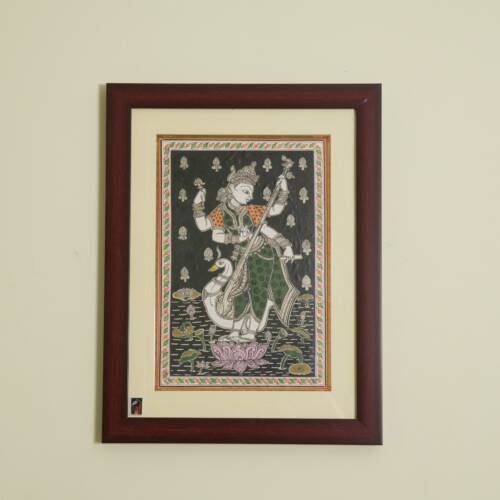 The Saraswati Pattachitra Painting on Tassar Silk
