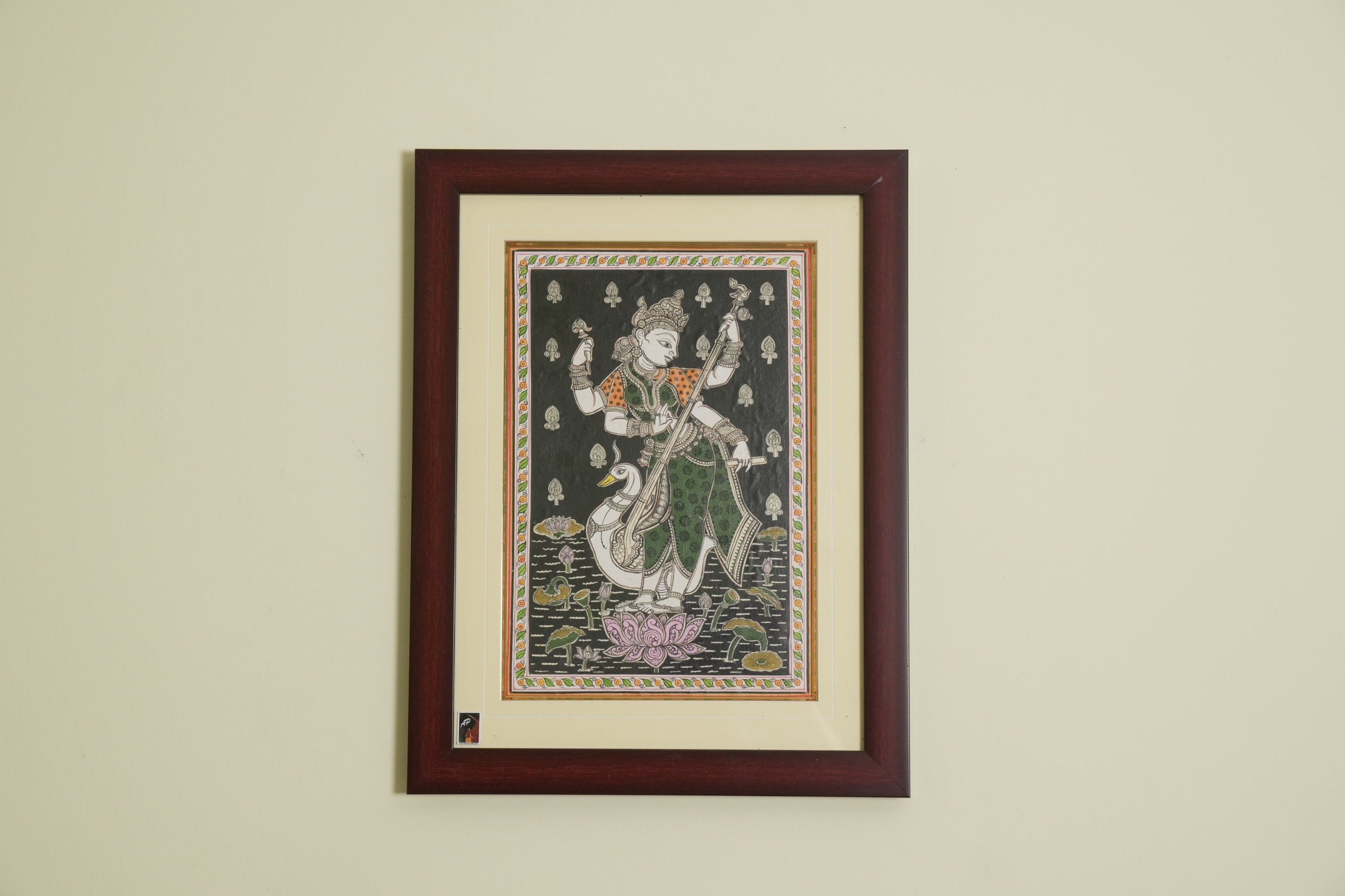 The Saraswati Pattachitra Painting on Tassar Silk