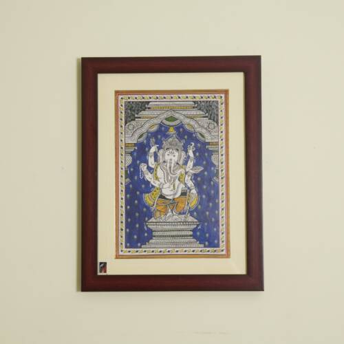The Vighnaharta Pattachitra Painting on Tassar Silk