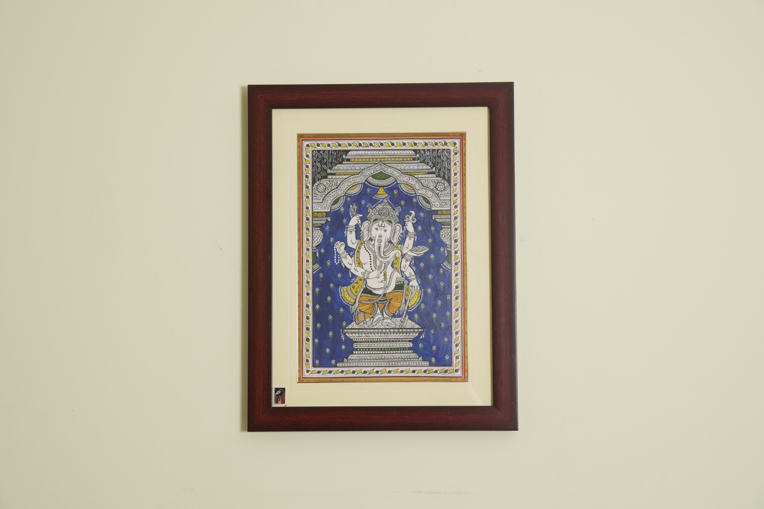 The Vighnaharta Pattachitra Painting on Tassar Silk