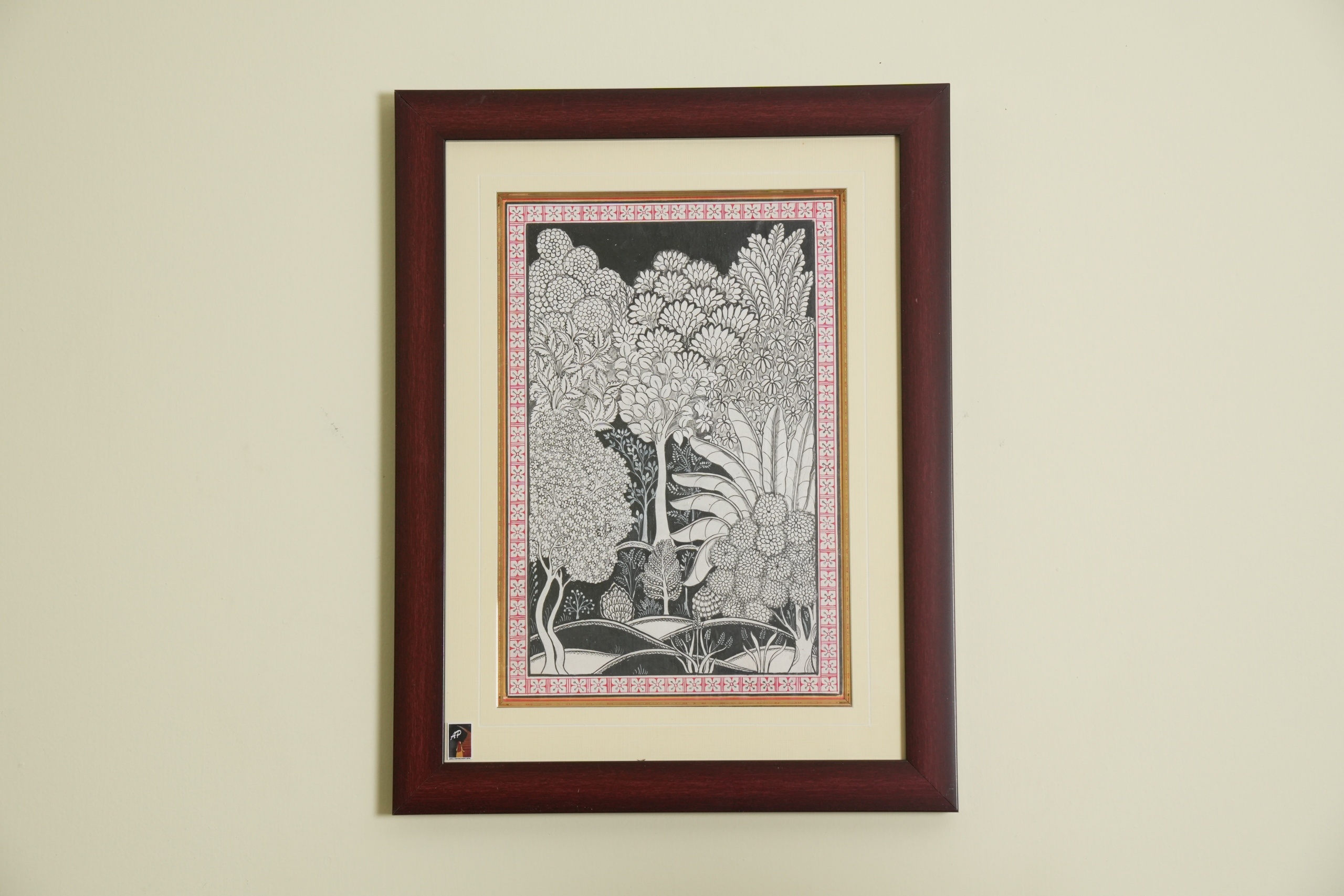 The Monochrome Forest Canopy Pattachitra on Tassar Silk