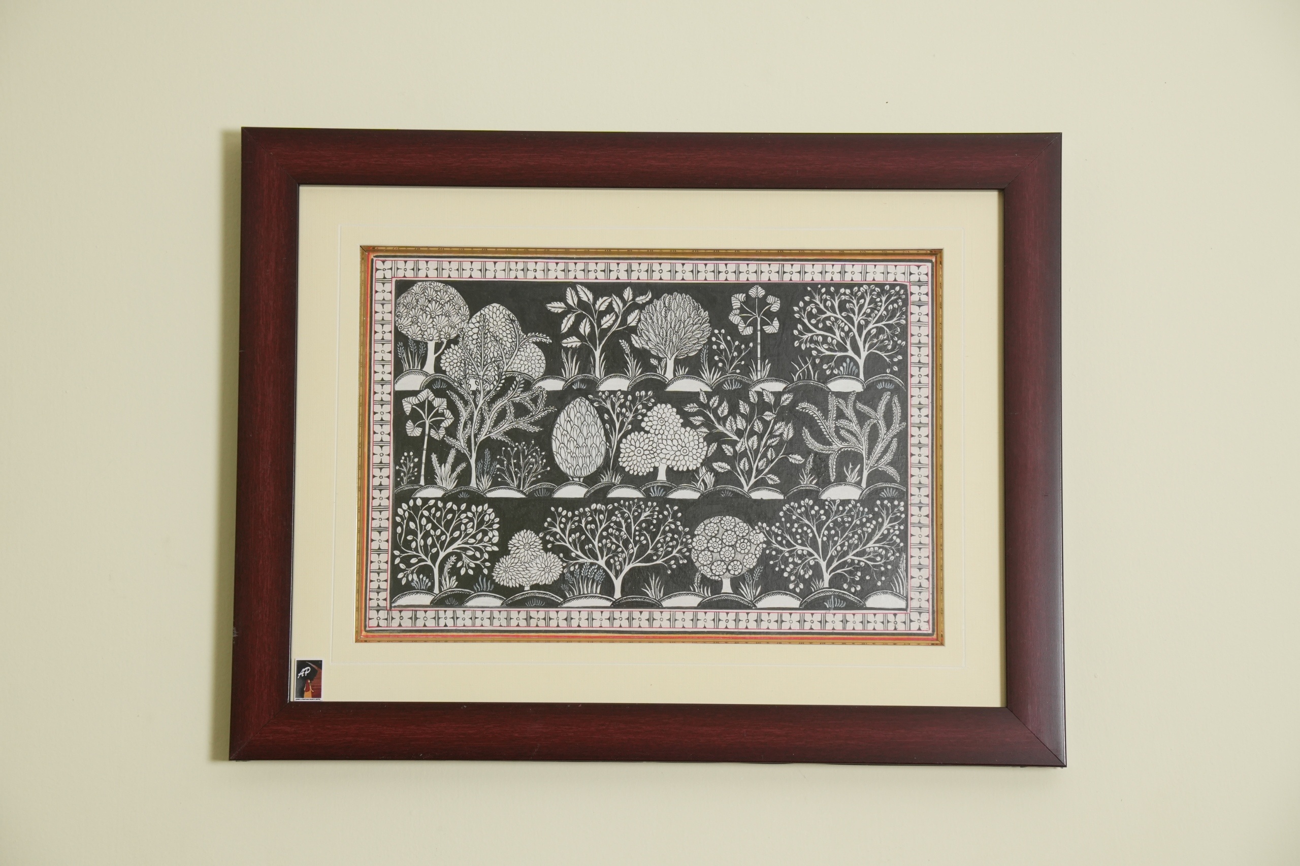 The Monochrome Grove Pattachitra on Tassar Silk