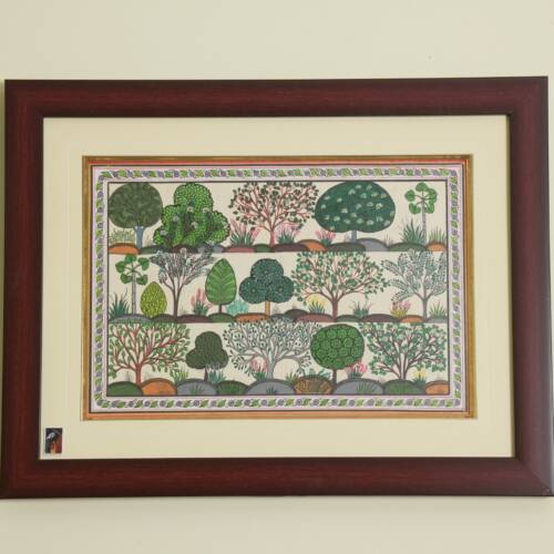 The Garden Rows Pattachitra on Tassar Silk