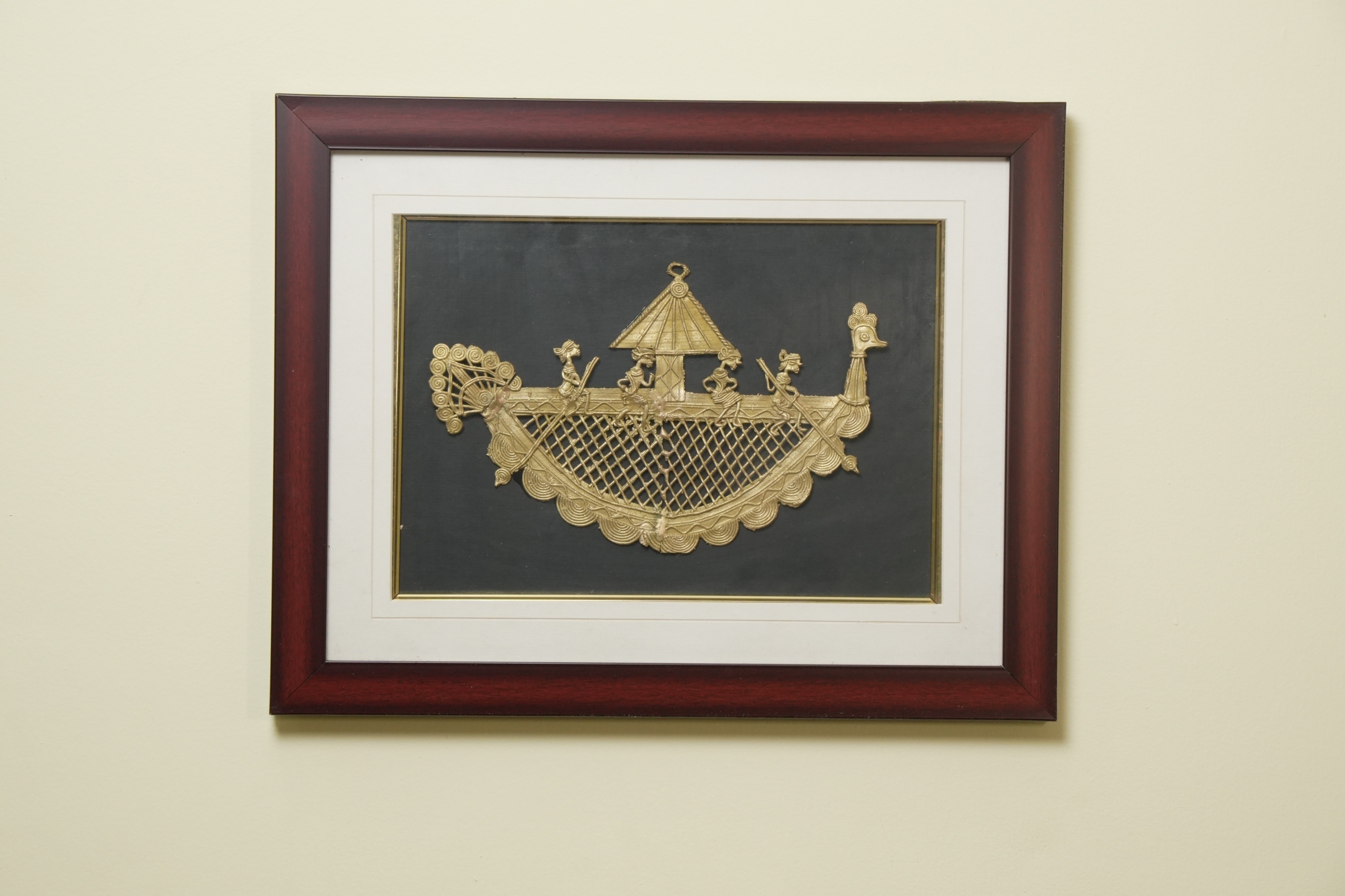 Boat to the Past Dokra Brass Framed Artwork