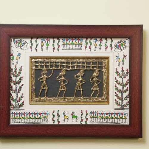 Procession Dokra Brass Framed Mesh Artwork