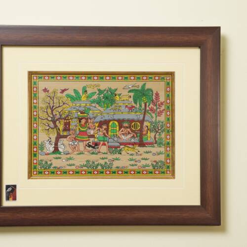 The Tribal Homestead Tribal Painting on Talapatra