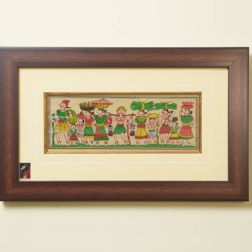 The Procession of Life Tribal Painting on Talapatra