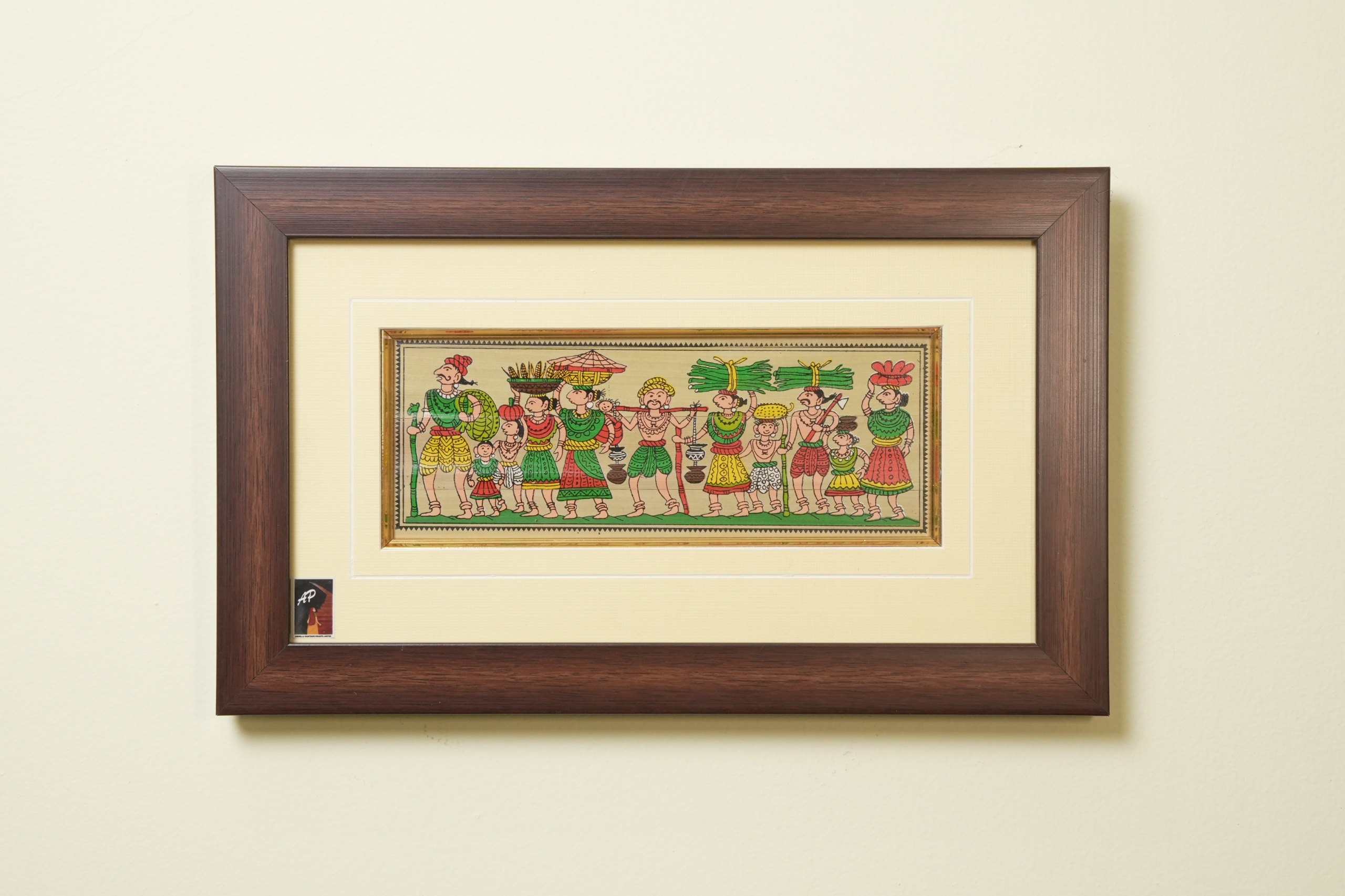 The Procession of Life Tribal Painting on Talapatra