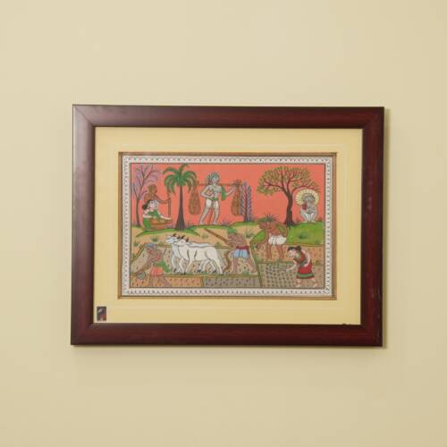 The Harvest Field Tribal Painting on Tassar Silk