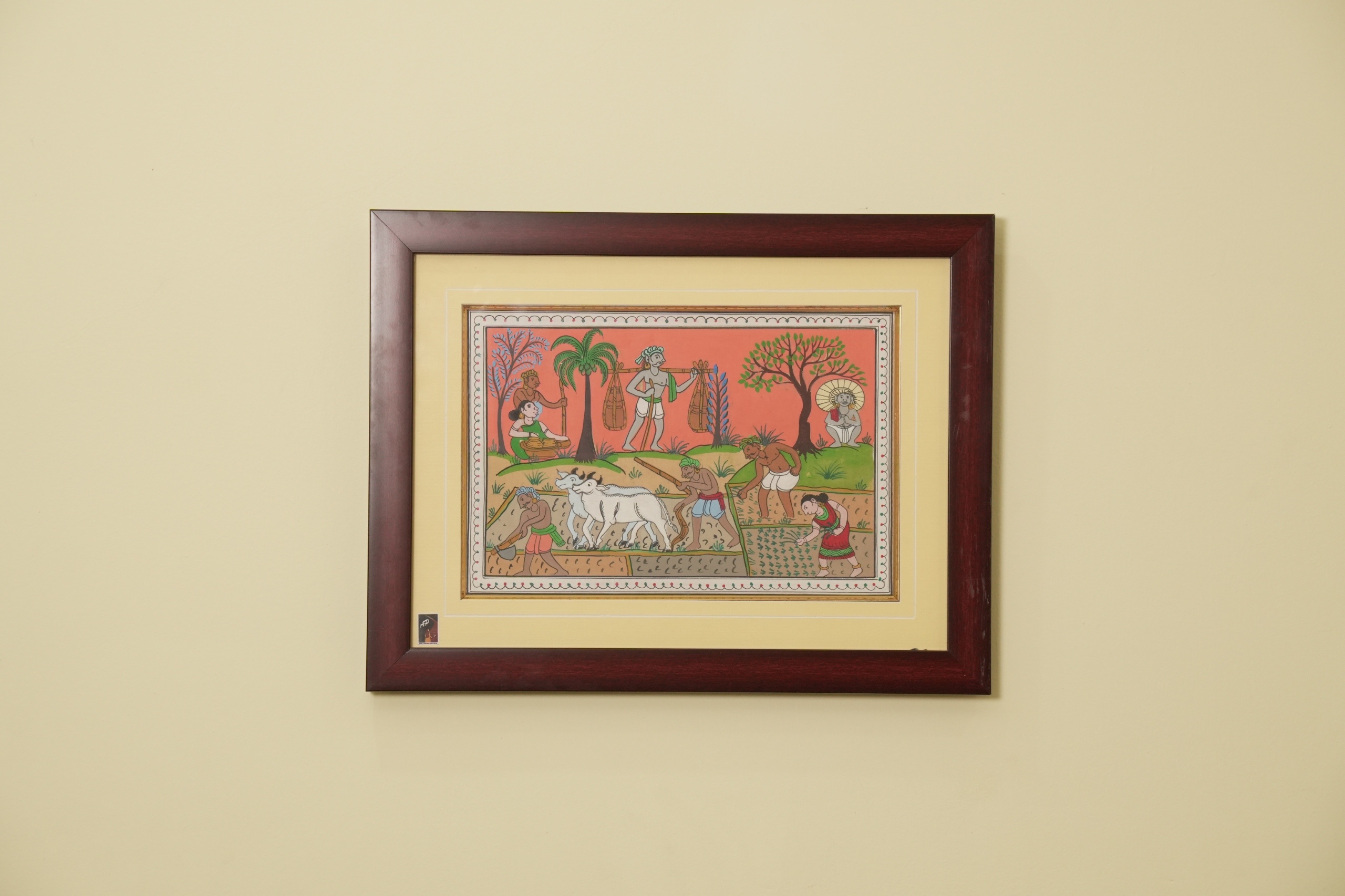 The Harvest Field Tribal Painting on Tassar Silk