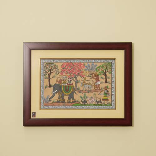 The Procession Tribal Painting on Tassar Silk